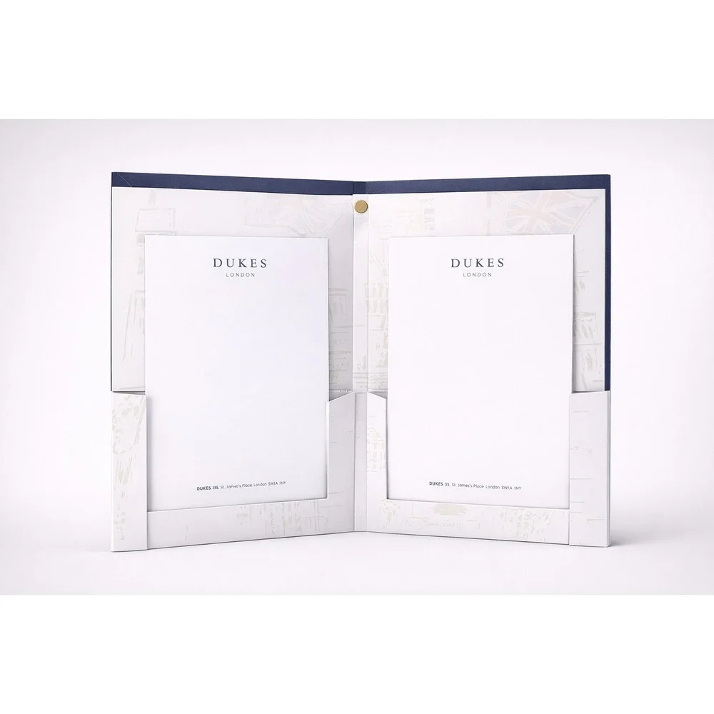 Dukes London Luxury Stationery Folder‎ Writing Set Navy Blue British Hotel